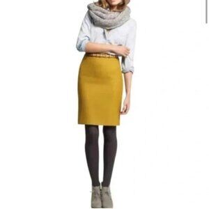 J.Crew No. 2 Pencil Skirt Womens Size 4 Mustard Yellow Wool Blend Mid-Length